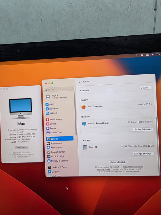 Apple iMac Retina 4K 21.5-Inch 2019 8th Gen. core i3 8G RAM 1TB SSD2G Dedicated Radeon Pro 555X Graphics