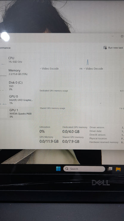 Dell precision 3530 i5 8TH generation 4G dedicated 8th Gen. Intel Core i5 - 256GB SSD - 16GB RAM 8G Total graphics